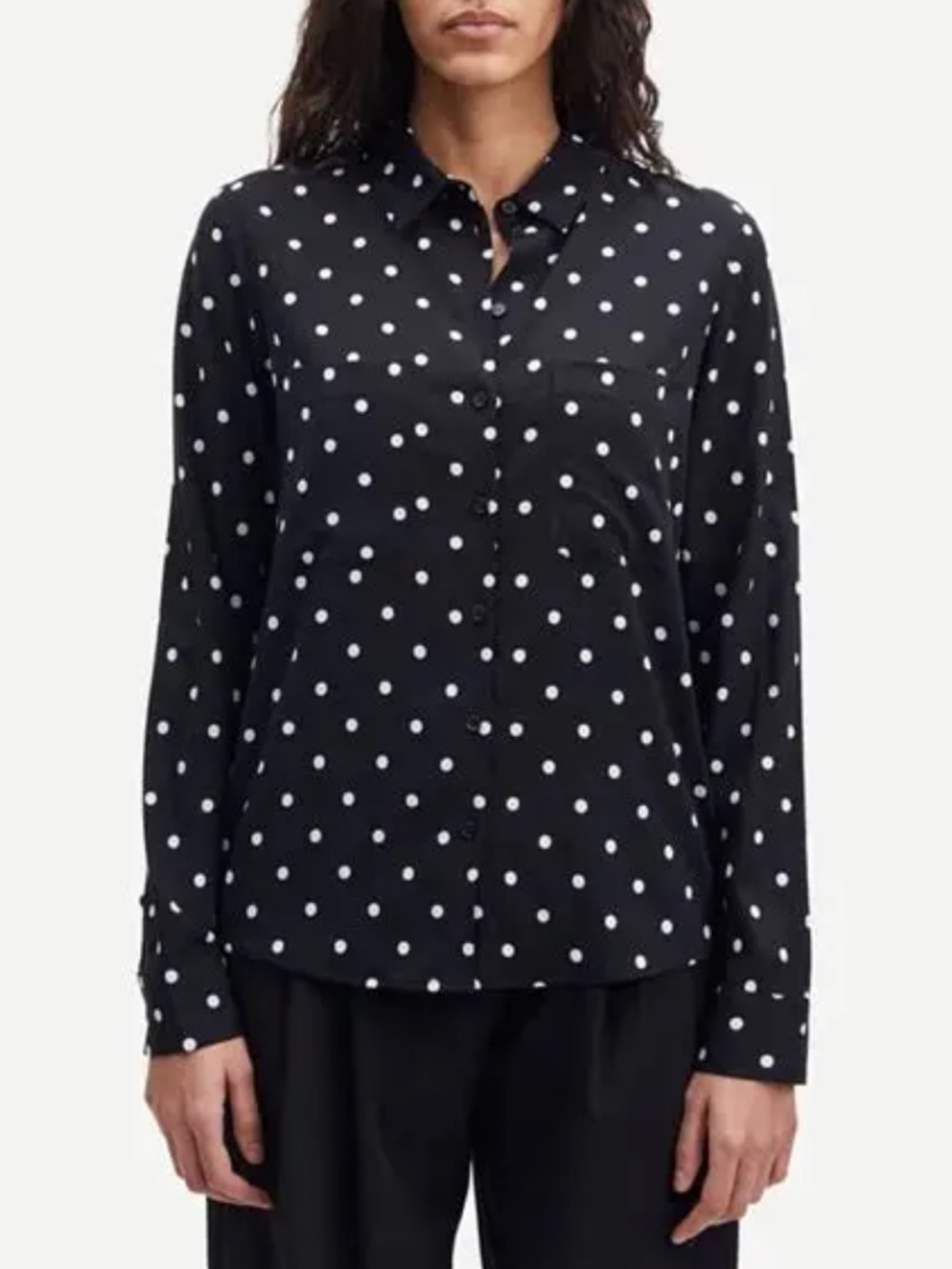 Samsoe Samsoe Milly Button Down Shirt in Black White Polka Dot XS